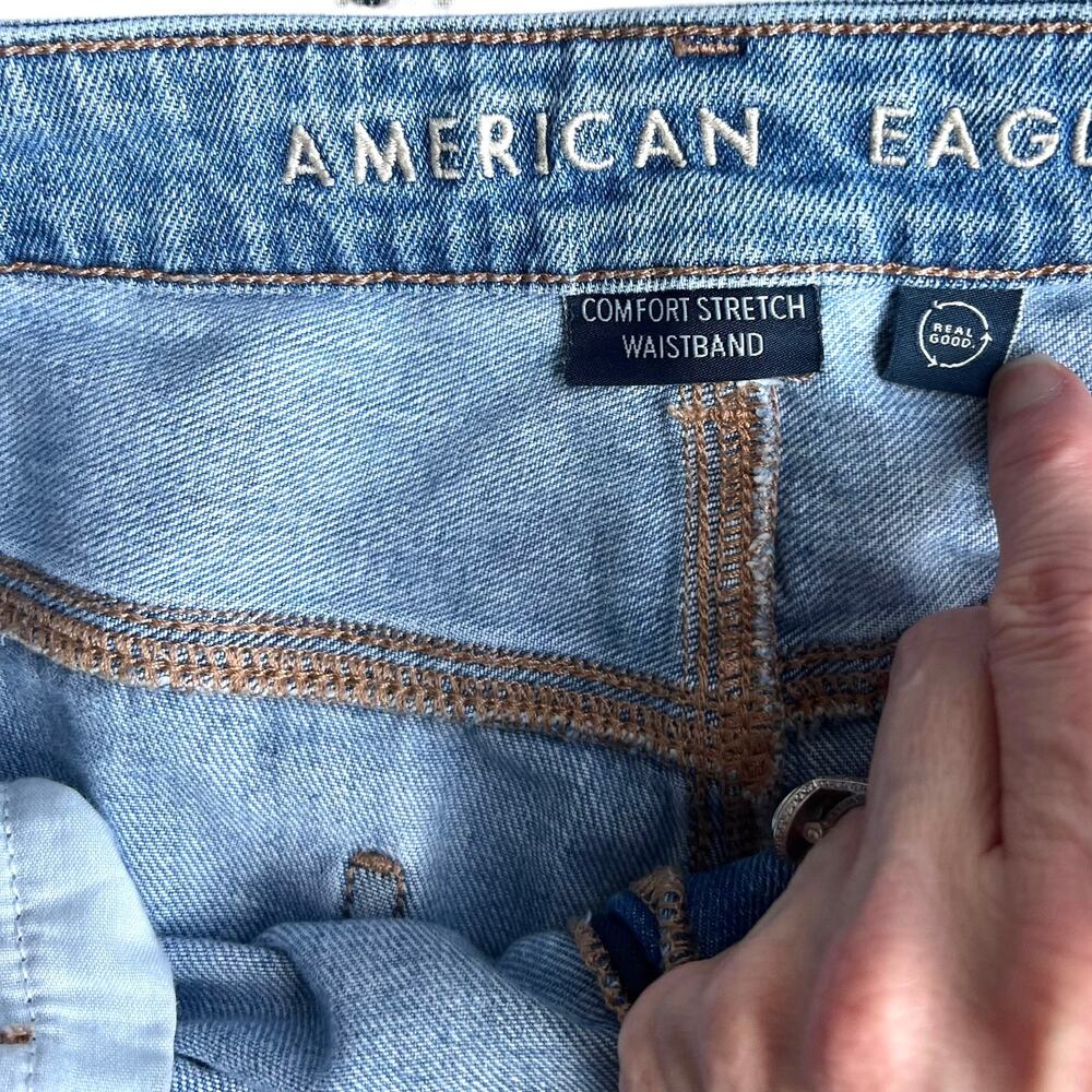 American Eagle Mom Jeans Bundle Y2K Light Wash Distressed Denim Sz 16 - Picture 15 of 16